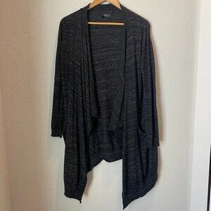 Zara Knit Dark Heathered Grey Open Front Waterfall Cardigan - Size M - EUC